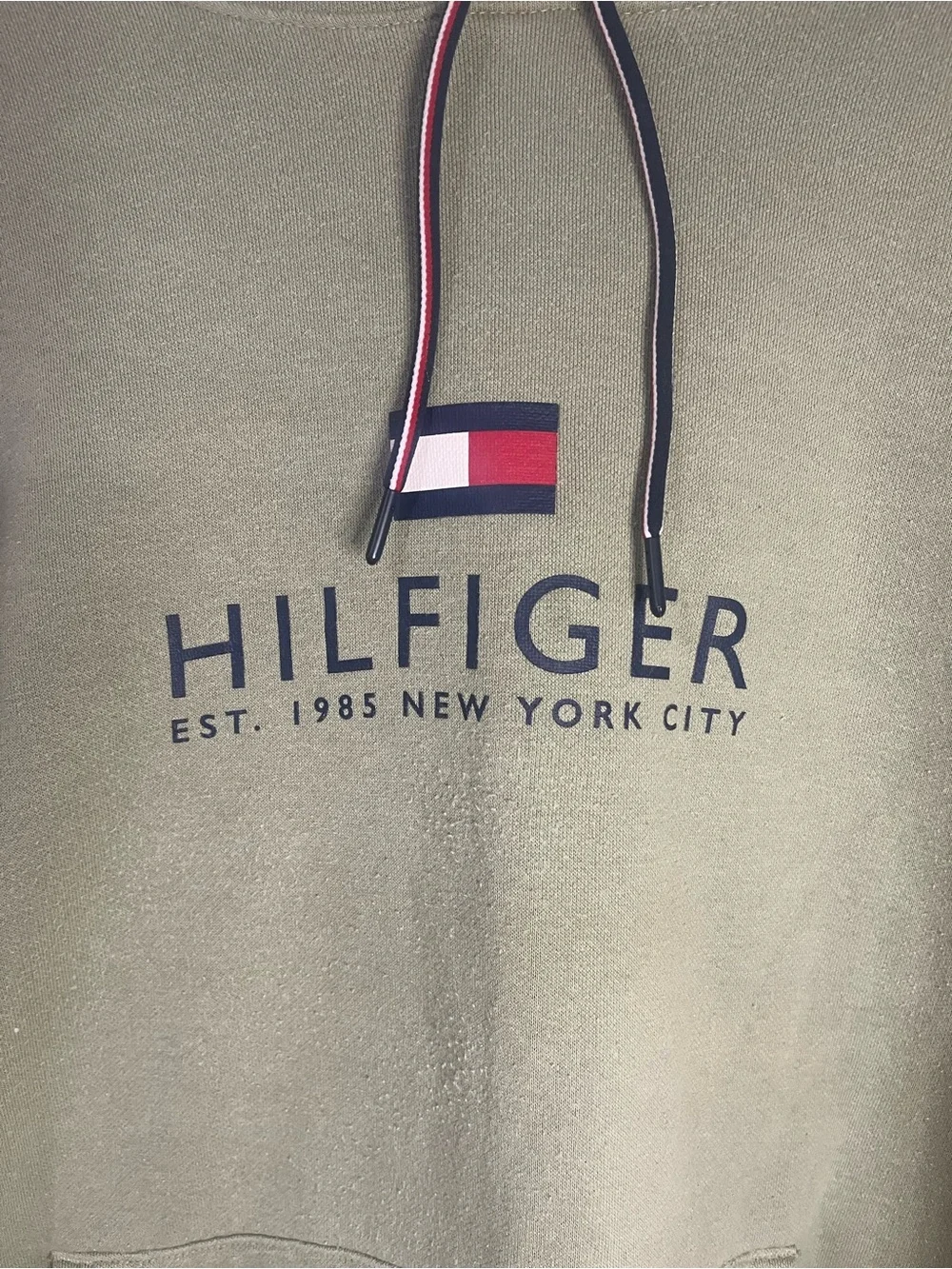 Tommy Hilfiger Olive Green Logo Crewneck Hoodie